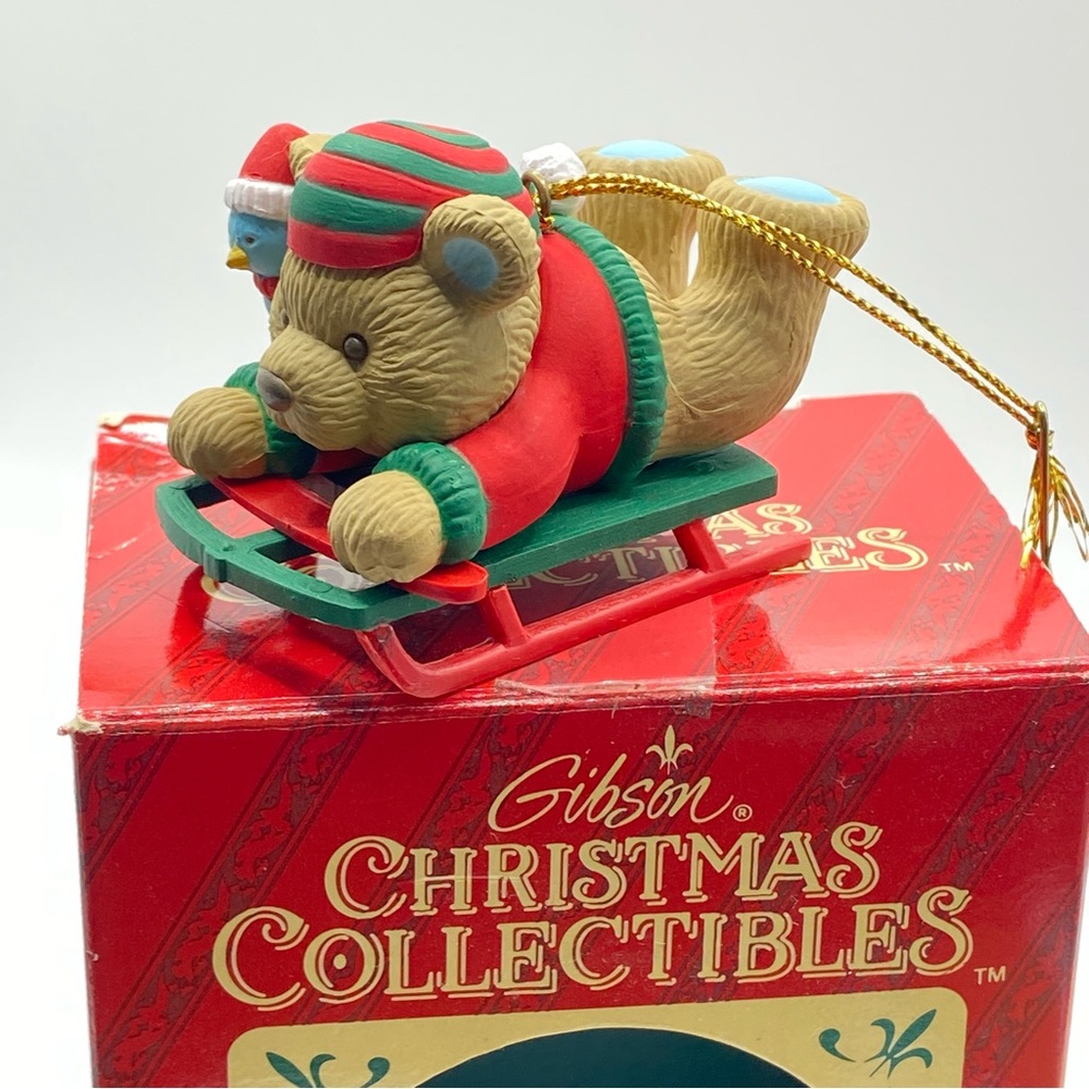 Bear on Sled Ornament GIBSON GREETINGS Christmas Teddy Hugglesbie Series…
